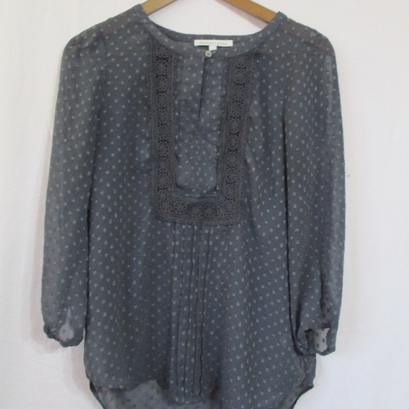 Daniel Rainn Semi Sheer Gray Blouse - Picture 1 of 2